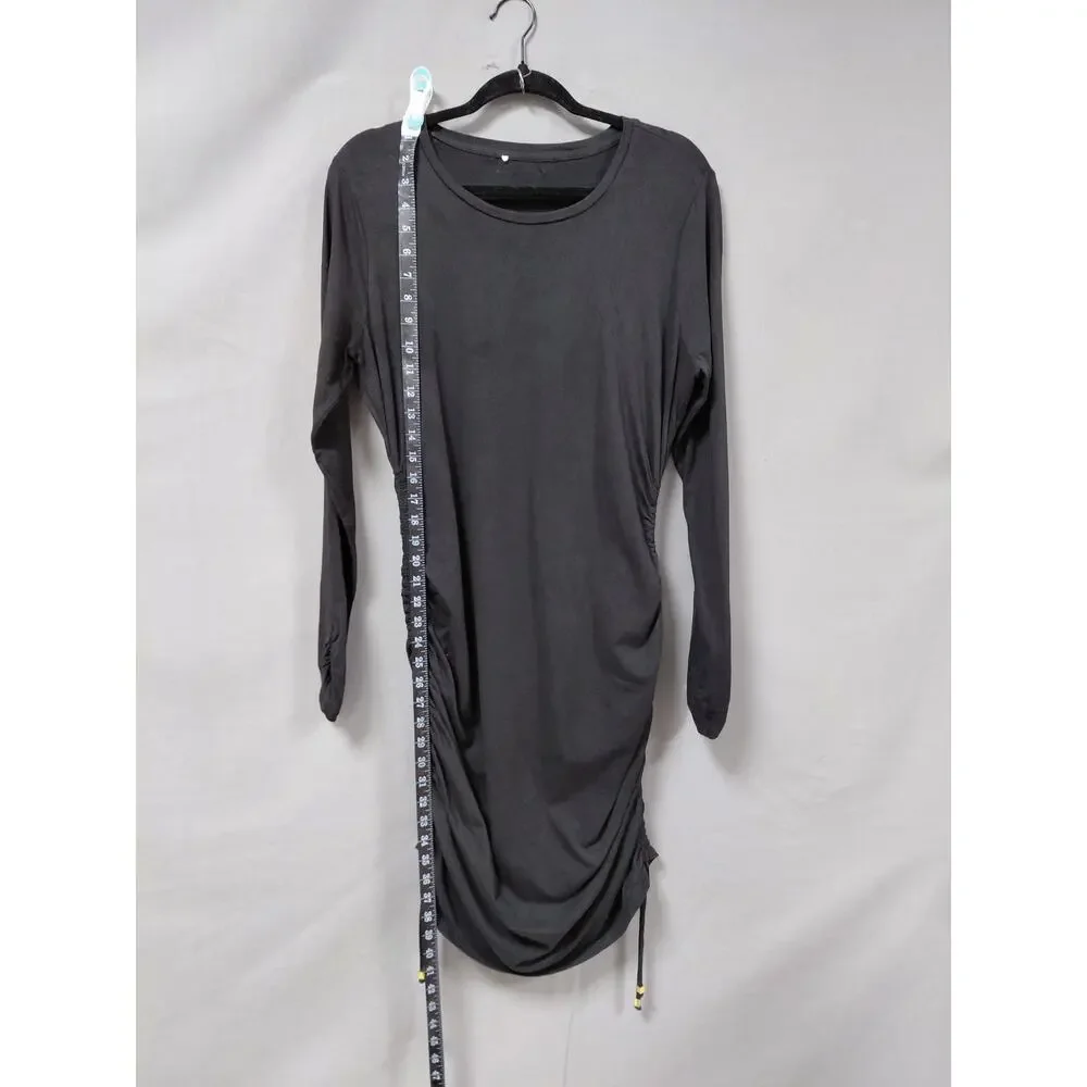 Michael Kors Gold Gray Ruched Side Drawstring Dress Women See Measurements